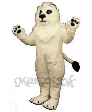 Cute White Lion Mascot Costume