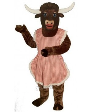 Lady Longhorn with Apron Christmas Mascot Costume