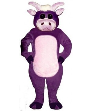 Cute Purple Bull Mascot Costume