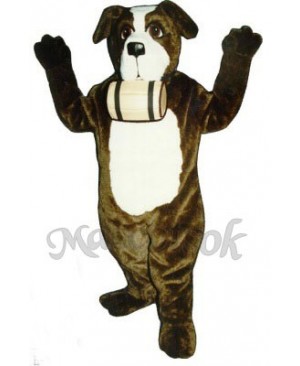 Cute St. Bernard Dog with Barrel Mascot Costume