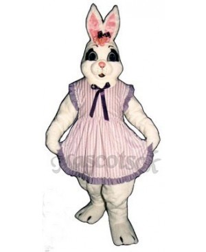 Cute Cindy Easter Bunny Rabbit with Apron Mascot Costume