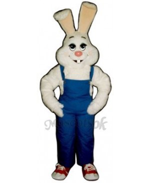 Easter Farmer Bunny Rabbit with Bib Overalls Mascot Costume