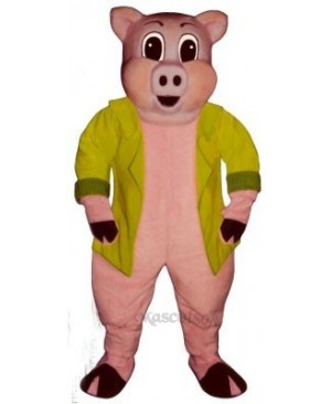 Big Pig with Jacket Mascot Costume