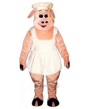 Chef Oink Pig Hog with Apron & Hat Mascot Costume