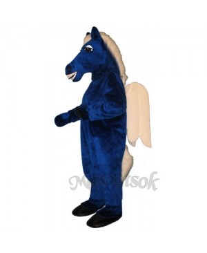 Cute Blue Pegasus Horse Mascot Costume