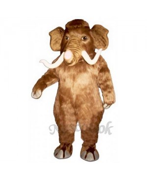 Cute Mammoth Elephant with Long Tusks Mascot Costume