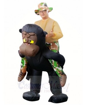 Gorilla Monkey Carry me Ride on Orangutan Gibbon Chimp Inflatable Halloween Xmas Costumes for Adults