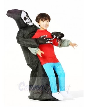 Skull Ghost Carry Me on Demon Inflatable Halloween Costumes for Kid