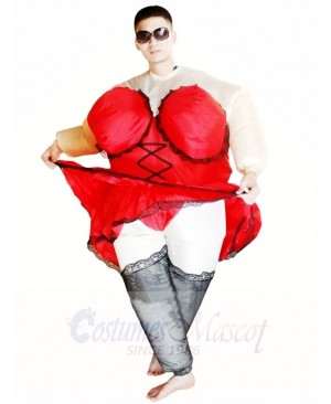 Chubby Sexy Lady Dancer Barmaid Inflatable Halloween Christmas Costumes for Adults