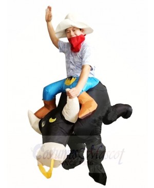 Cowboy Ride on Black Bull Inflatable Costumes for Adult 