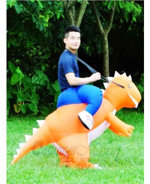 Orange Dinosaur Carry me Ride On T-rex Inflatable Halloween Christmas Costumes for Adults
