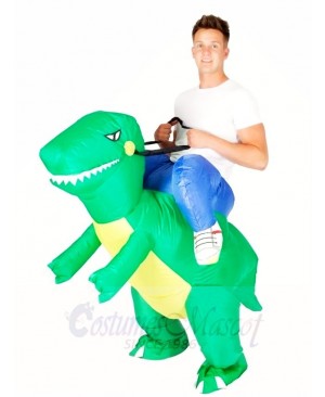 Green Dinosaur Carry me Ride On T-rex Inflatable Halloween Christmas Costumes for Adults