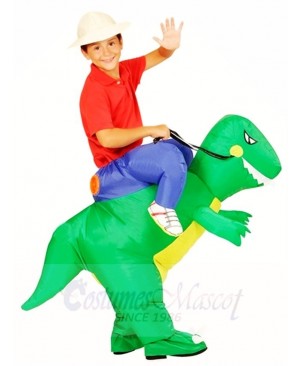 Green Dinosaur Carry me Ride On T-rex Inflatable Halloween Christmas Costumes for Kids