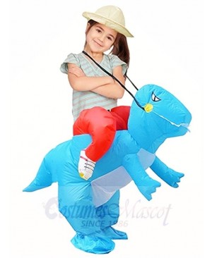 Blue Dinosaur Carry Me Ride On T-Rex Inflatable Halloween Christmas Xmas Costumes for Kids