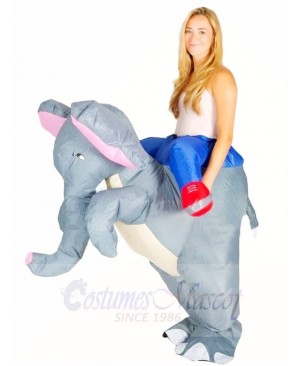 Grey Elephant Carry me Ride On Inflatable Halloween Christmas Costumes for Adults