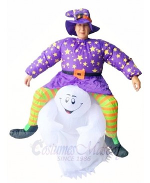 Devil Carry Me Rider on Ghost Scary Inflatable Halloween Christmas Costumes for Adults