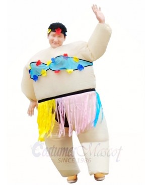 Hawaiian Dance Hula Skirt Inflatable Halloween Christmas Costumes for Adults