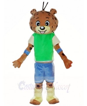 Green Shirt Blue Pants Leopard Panther Mascot Costumes Animal