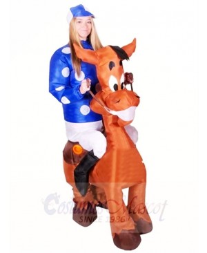 Ride on Horse Blow Up Jockey Inflatable Halloween Xmas Costumes for Adults