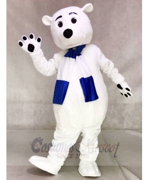 Blue and White Scarf Polar Bear Mascot Costumes Animal