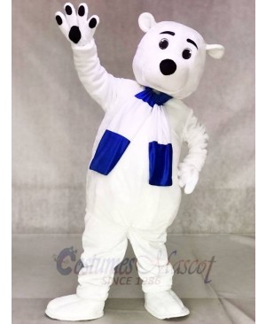 Blue and White Scarf Polar Bear Mascot Costumes Animal