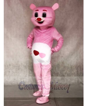 Pink Bear with Red Heart Mascot Costumes Animal