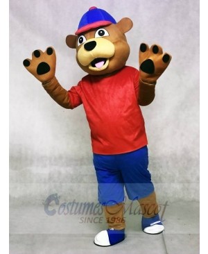 Red Vest Happy Brown Animal Bear Mascot Costumes Animal