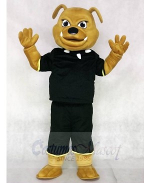 Brown Bulldog with Black Suit Animal Mascot Costumes
