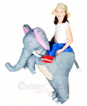 Grey Elephant Carry me Ride On Inflatable Halloween Christmas Costumes for Kids