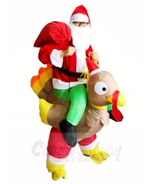 Santa Claus Ride on Turkey Carry Me Inflatable Halloween Xmas Costumes for Adults