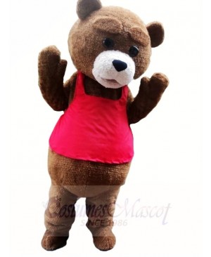 Brown Teddy Bear in Red Vest Mascot Costumes Animal 