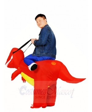 Red Dinosaur Carry me Ride On T-rex Inflatable Halloween Christmas Costumes for Adults