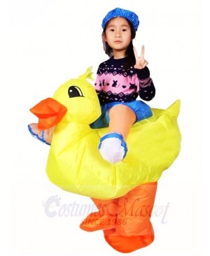 Yellow Duck Carry me Ride on Inflatable Halloween Xmas Costumes for Kids