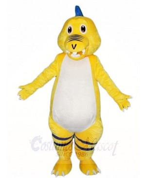 Yellow Dinosaur with Blue Spikes Mascot Costumes Animal 