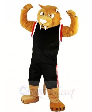 Black Sports Suit Muscle Cougar Mascot Costumes Animal