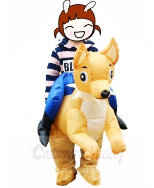 Ride On Dog Inflatable Carry Me Mascot Costumes Christmas Party Outfit for Kids