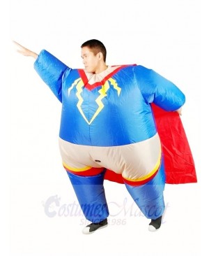 Fat Superman Superhero Cosplay with Red Cloak Inflatable Halloween Xmas Costumes for Adults