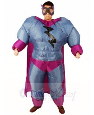 Fat Superman Grey Superhero Inflatable Halloween Xmas Costumes for Adults