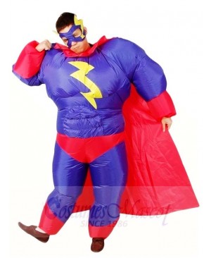 Fat Superman Purple Superhero Inflatable Halloween Xmas Costumes for Adults