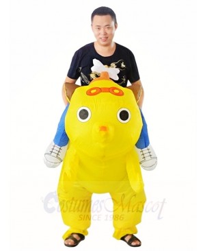 Yellow Dog Carry me Ride on Inflatable Halloween Xmas Costumes for Adults