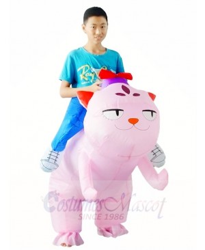 Pink Cat Carry me Ride on Inflatable Halloween Xmas Costumes for Adults