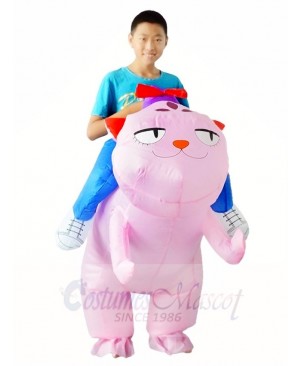 Pink Cat Carry me Ride on Inflatable Halloween Xmas Costumes for Adults