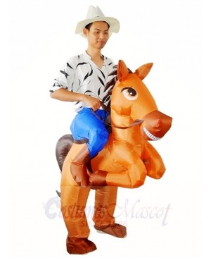 Brown Horse Carry me Ride on Inflatable Halloween Xmas Costumes for Adults