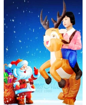 Ride On Reindeer Inflatable Halloween Christmas Xmas Costumes for Kids