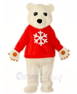 Red Shirt White Polar Bear Mascot Costumes Animal