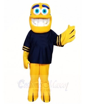 Yellow Fish Mascot Costumes in Black Shirt Sea