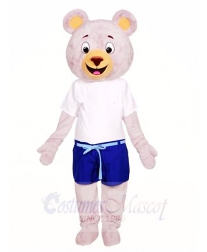 Grey Bear in Blue Shorts Mascot Costumes Animal