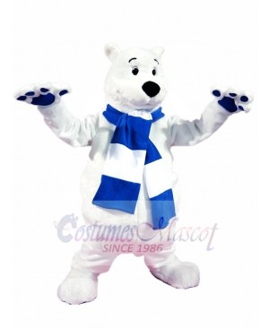 Blue and White Scarf Polar Bear Mascot Costumes