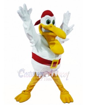 White Pelican Bird with Red Hood Mascot Costumes Animal