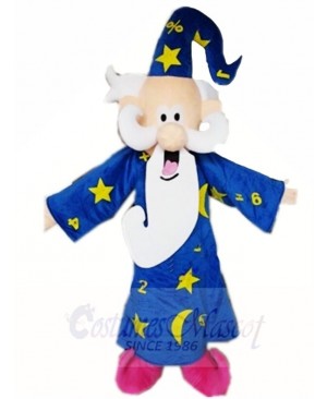 Blue Coat Wizard Magician Mascot Costumes Cartoon 